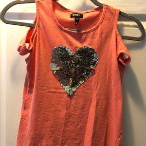Girls DKNY open shoulder T-shirt
